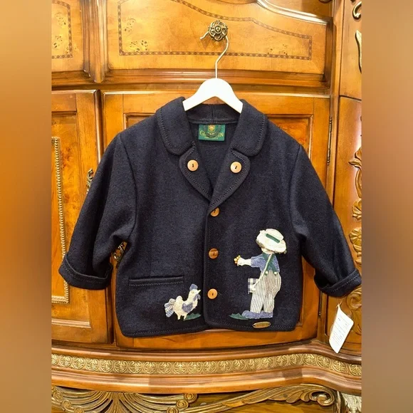 【GIESSWEIN】チロリアン wool jacket オーストリア製 GIESSWEIN ノーカラー チロリアン ボイルド